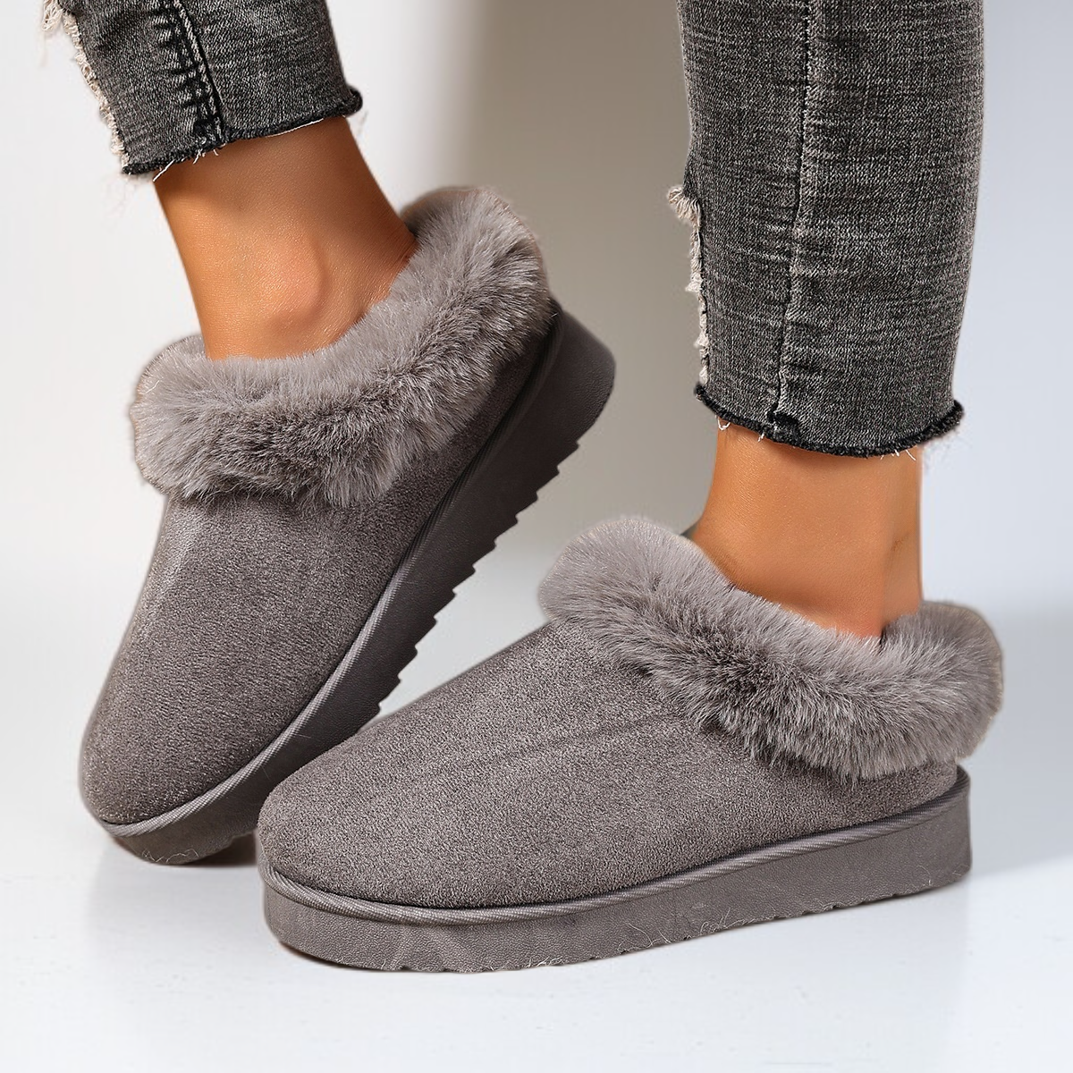 여성용 기모 두꺼운 바닥 면 신발