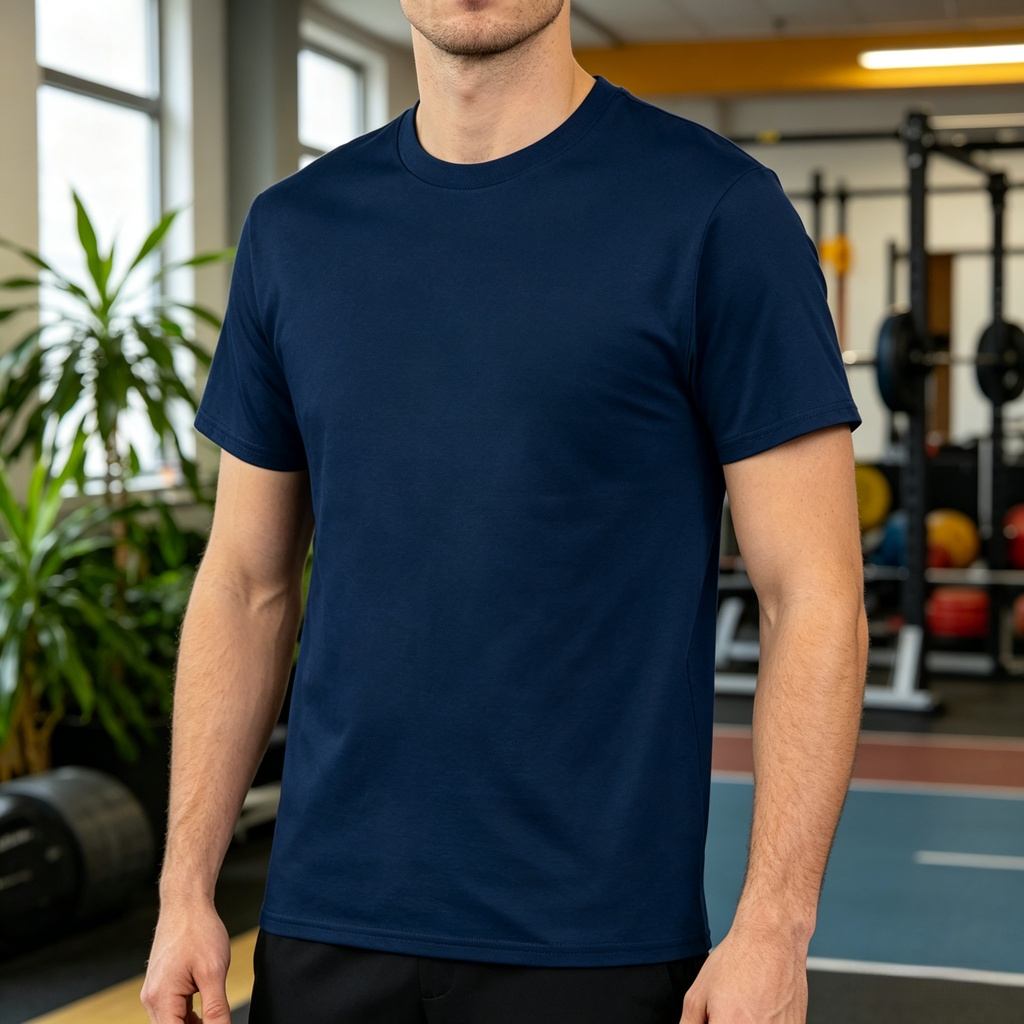 男性用クルーネック吸汗通気プリントスポーツシャツ