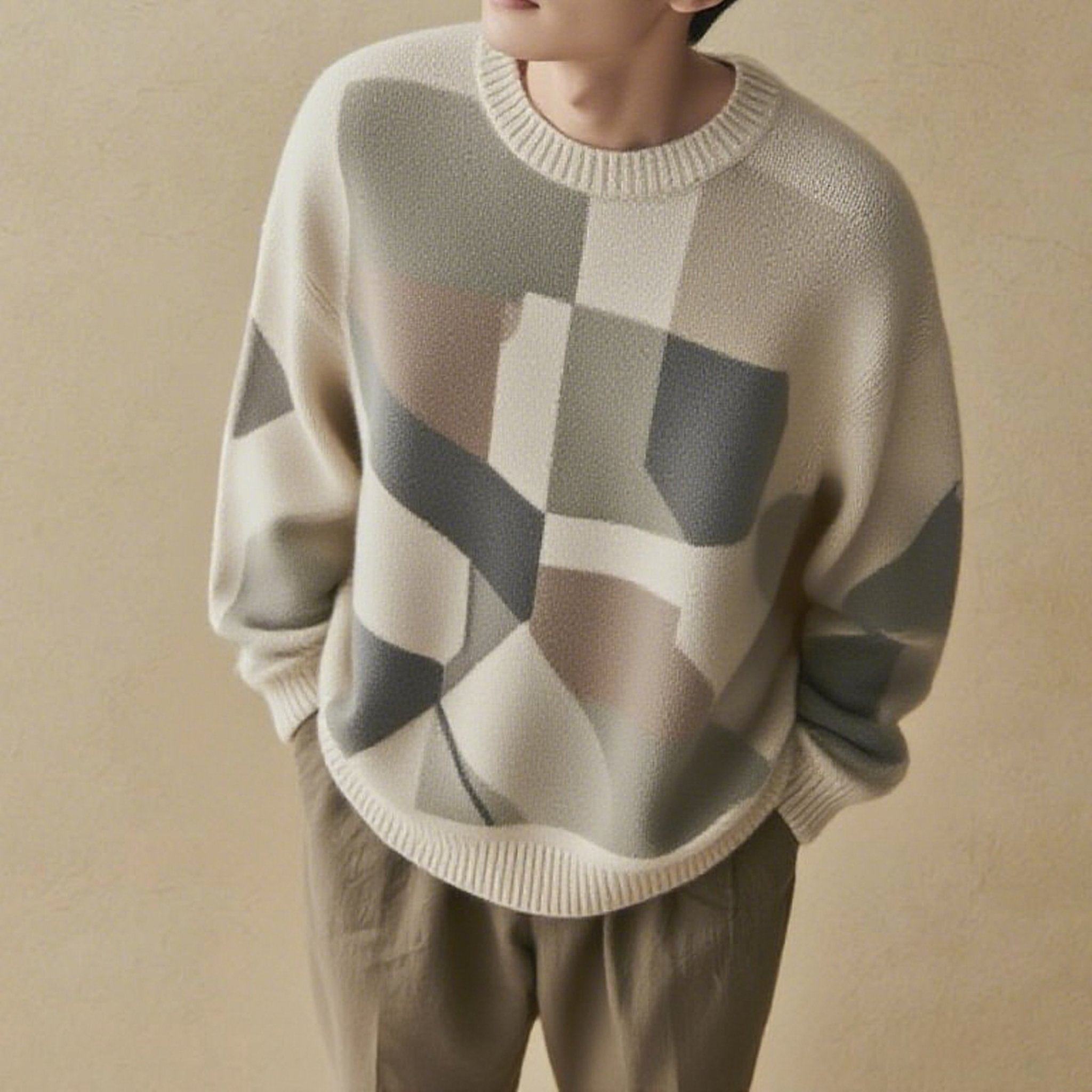 레트로 배색 니트