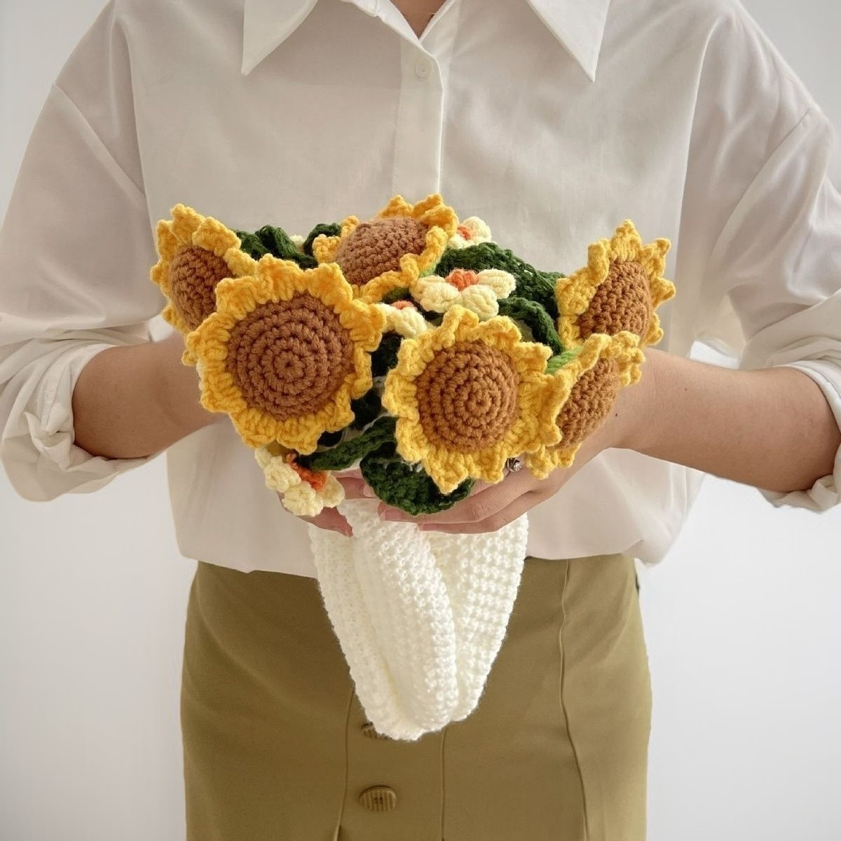 手工毛線向日葵毯子