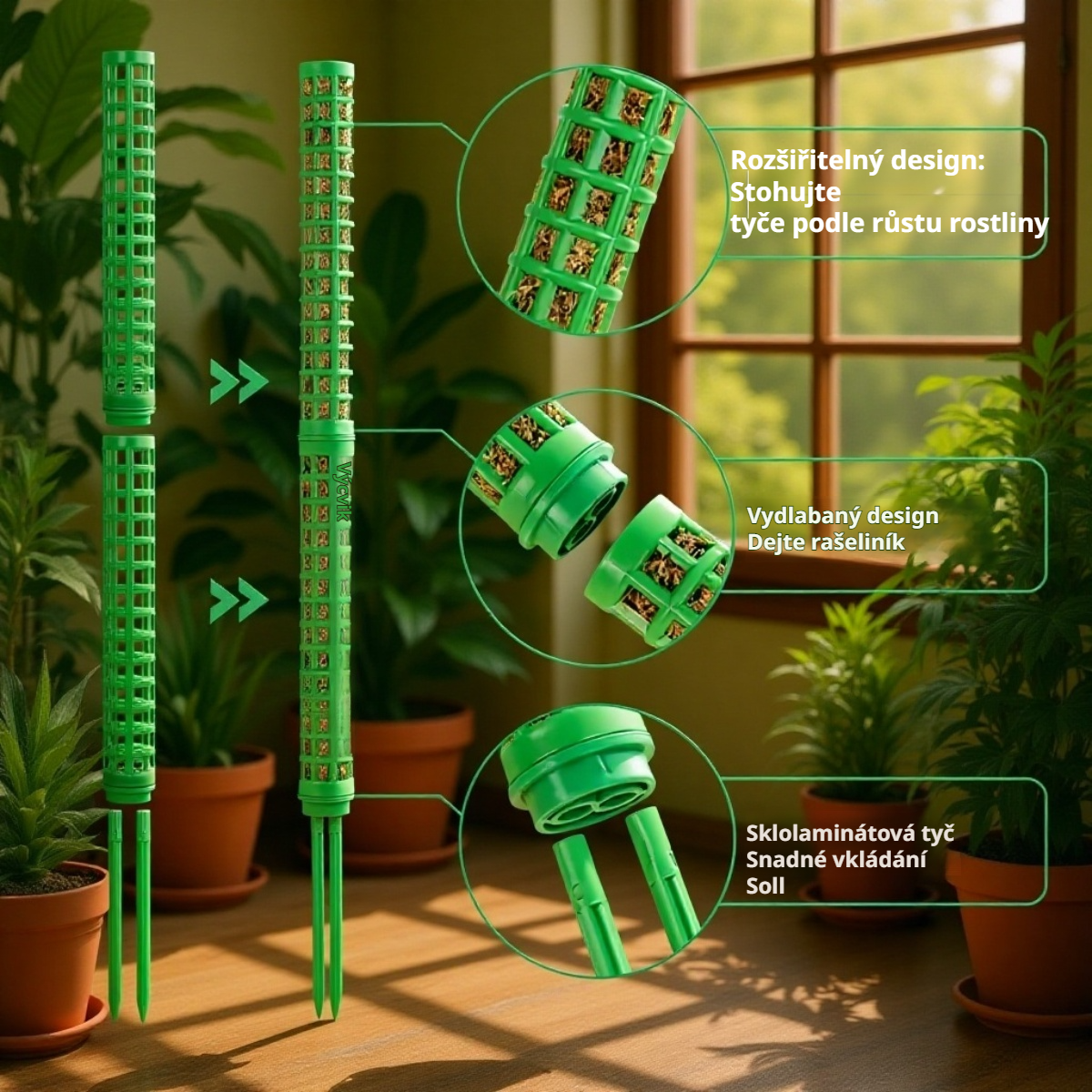 Spojitelný plastový sloup s mechem