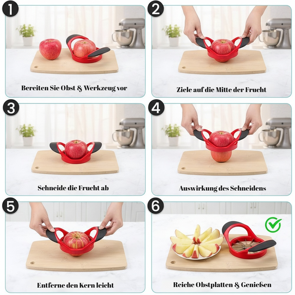 Apfelschneider aus 430 Edelstahl, Obstteiler und Entkerner