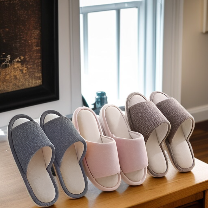 รองเท้าแตะคู่รักผ้าลินิน สำหรับแขก เหมาะสำหรับใช้ในบ้าน