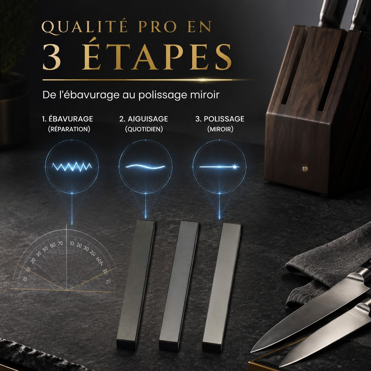 Aiguiseur de couteaux à angle fixe pour cuisine domestique
