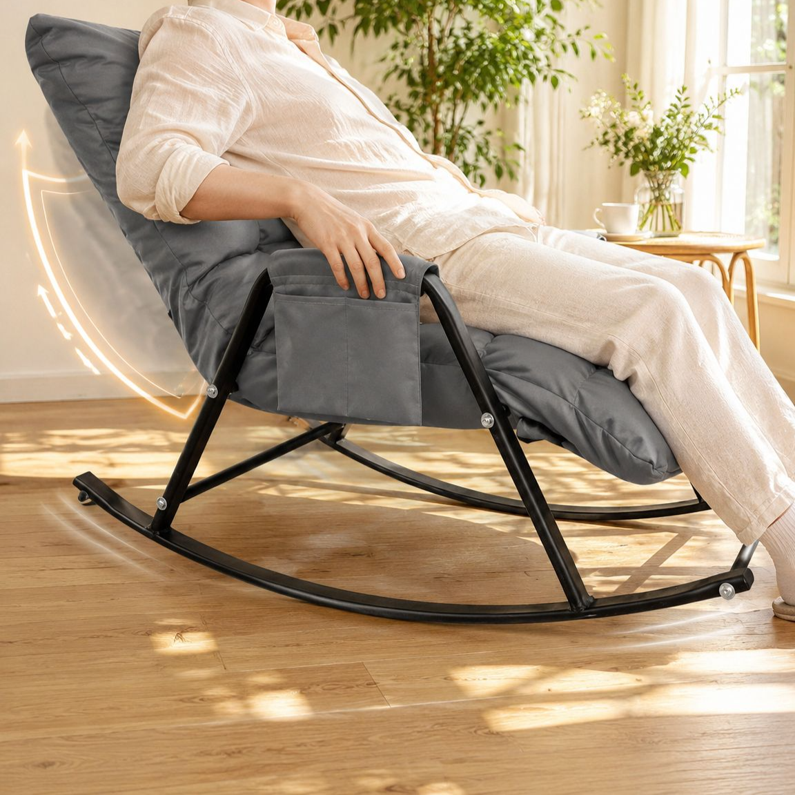 Tech Fabric Double Rocking Chair Adjustable Bedroom Leisure