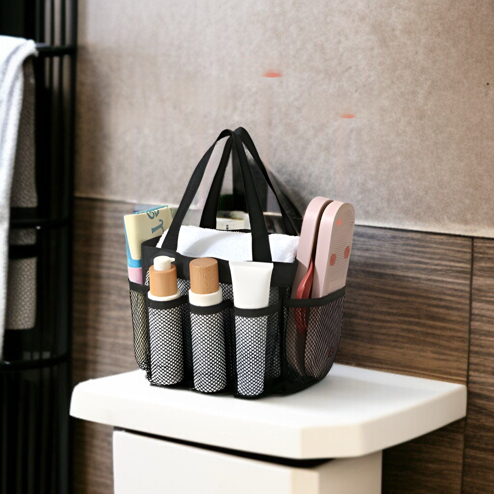 Strandtasche im neuen Stil, große Kapazität, Aufbewahrungstasche aus Netzgewebe für Reiseutensilien,