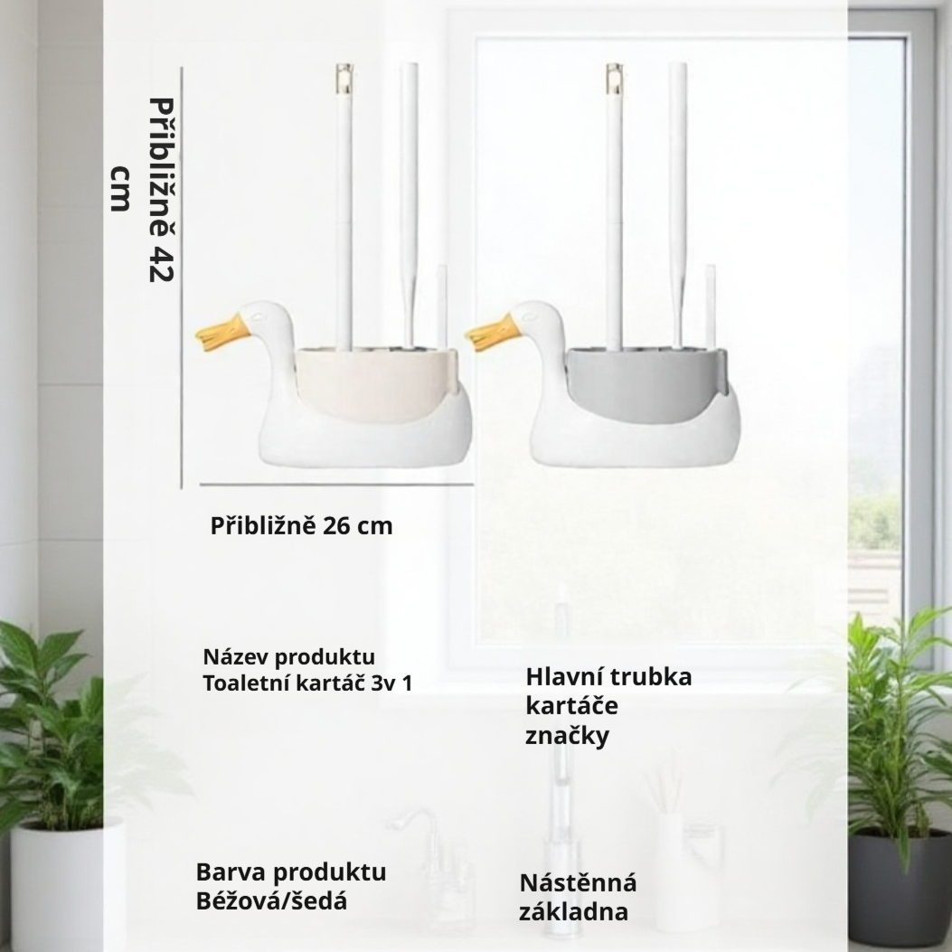Nástěnný WC kartáč s držákem do koupelny