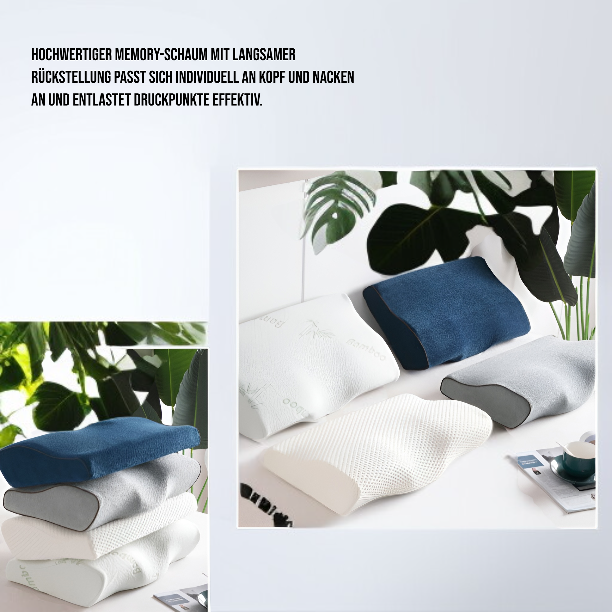 Schlafhilfe-Kissen mit Schmetterlingsform, Nackenpflege und Memory-Foam-Kern