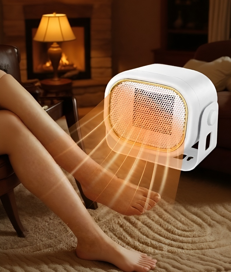 コンパクトサイズのヒーターを手で持つイメージ