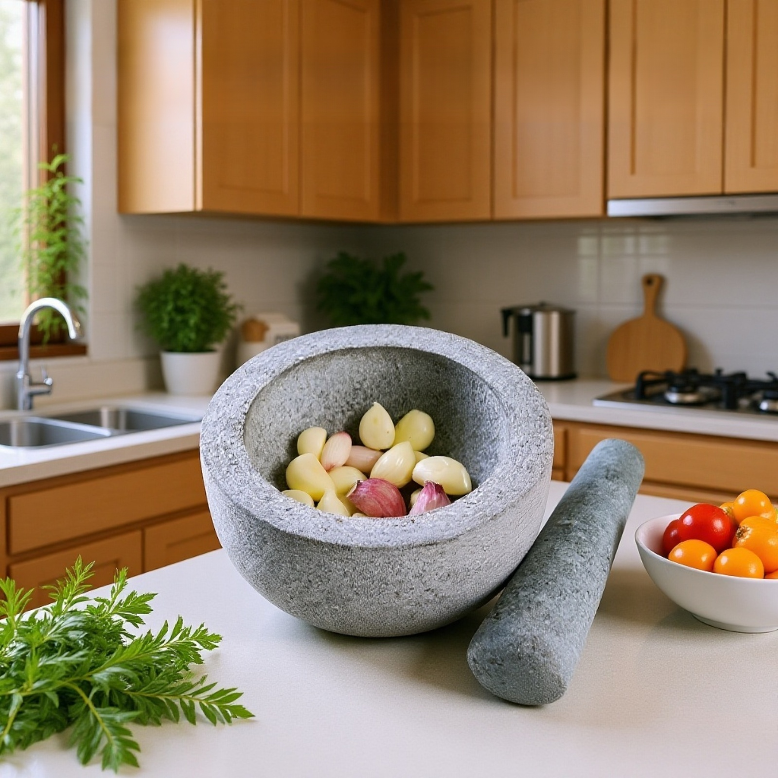 레트로 스타일 화강암 주방용 수동 마늘 다지기