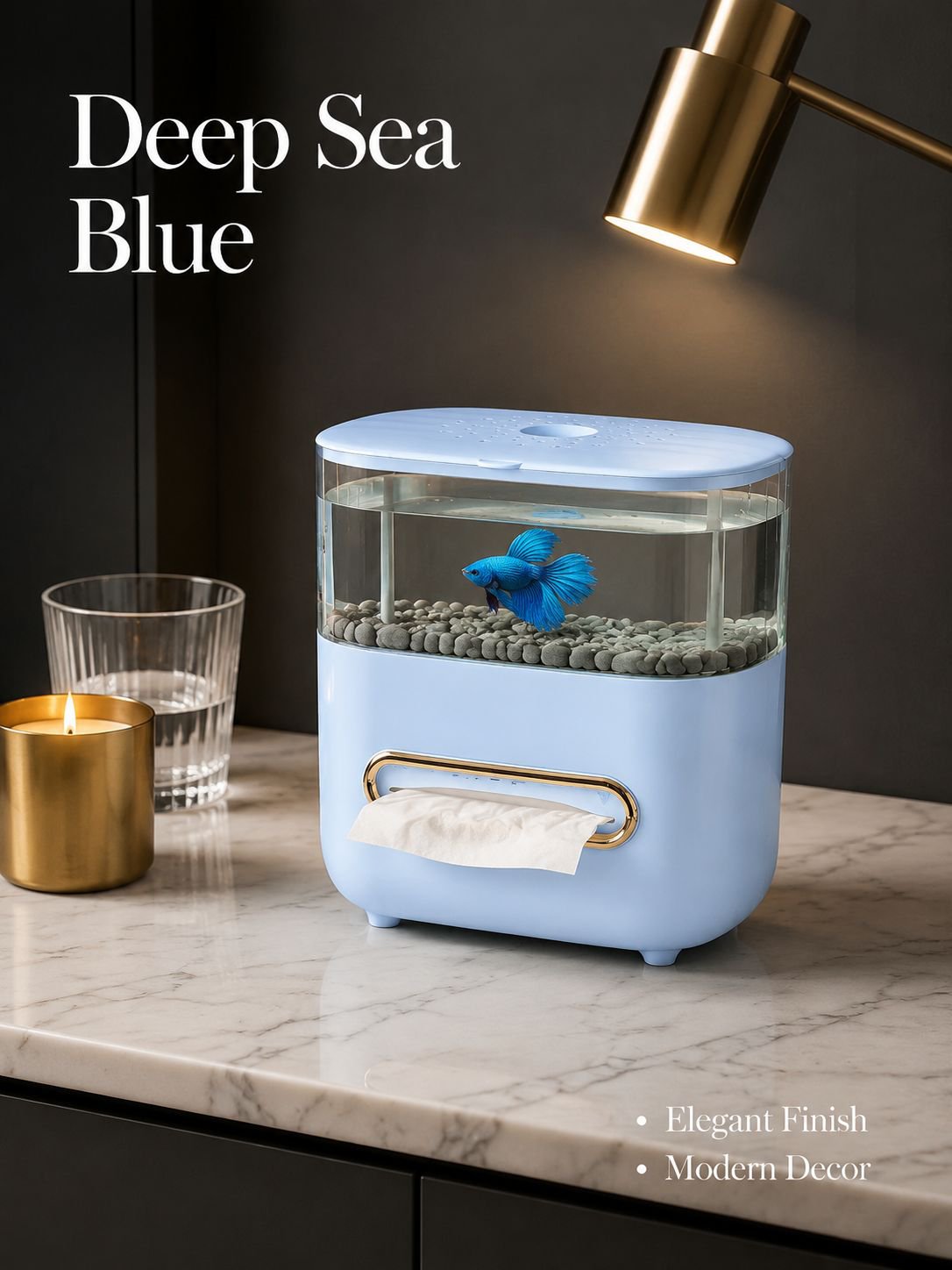 Transparent Fish Tank Tissue Box Ornament for Raising Fish