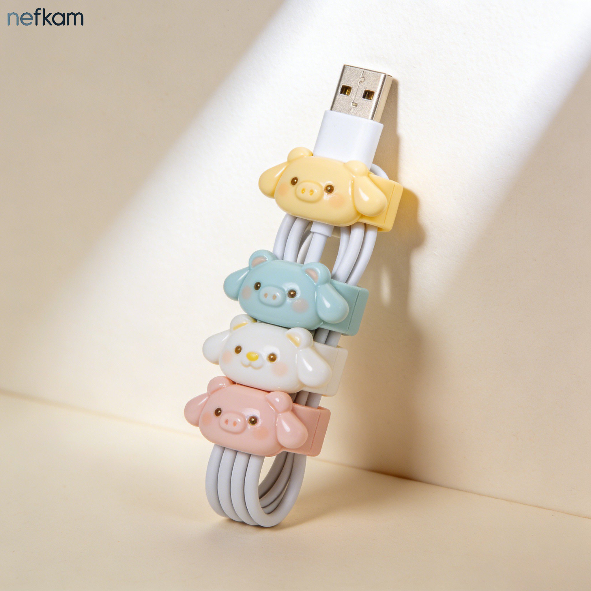 Cartoon data cable organizer pack of 4 neatly holding charging cables