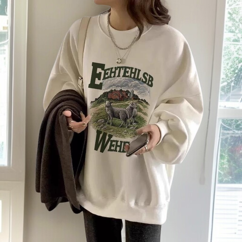 여자 라운드 맨투맨 가을옷 루즈핏 코트 얇은 후드