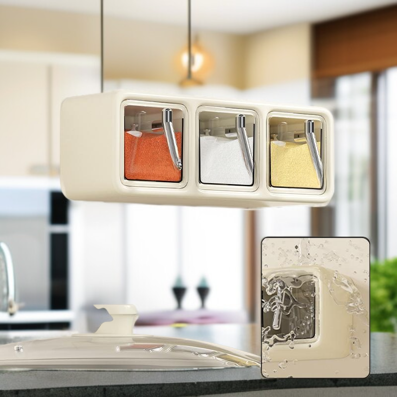 ขวดใส่เครื่องเทศพลาสติกติดผนัง ชุดคอมโบพริกไทย สำหรับใช้ในบ้าน