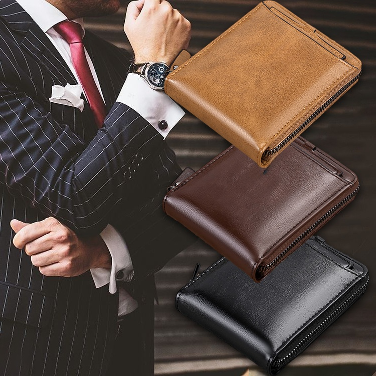 【スキミング防止本革財布】スキミング防止、マルチポケット、カードケース付き、牛革