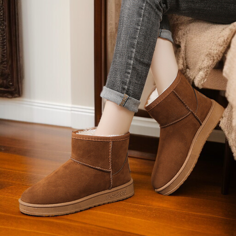 통굽 보온 부츠녀 플랫 소프트 학생 빅사이즈 앵클 부츠