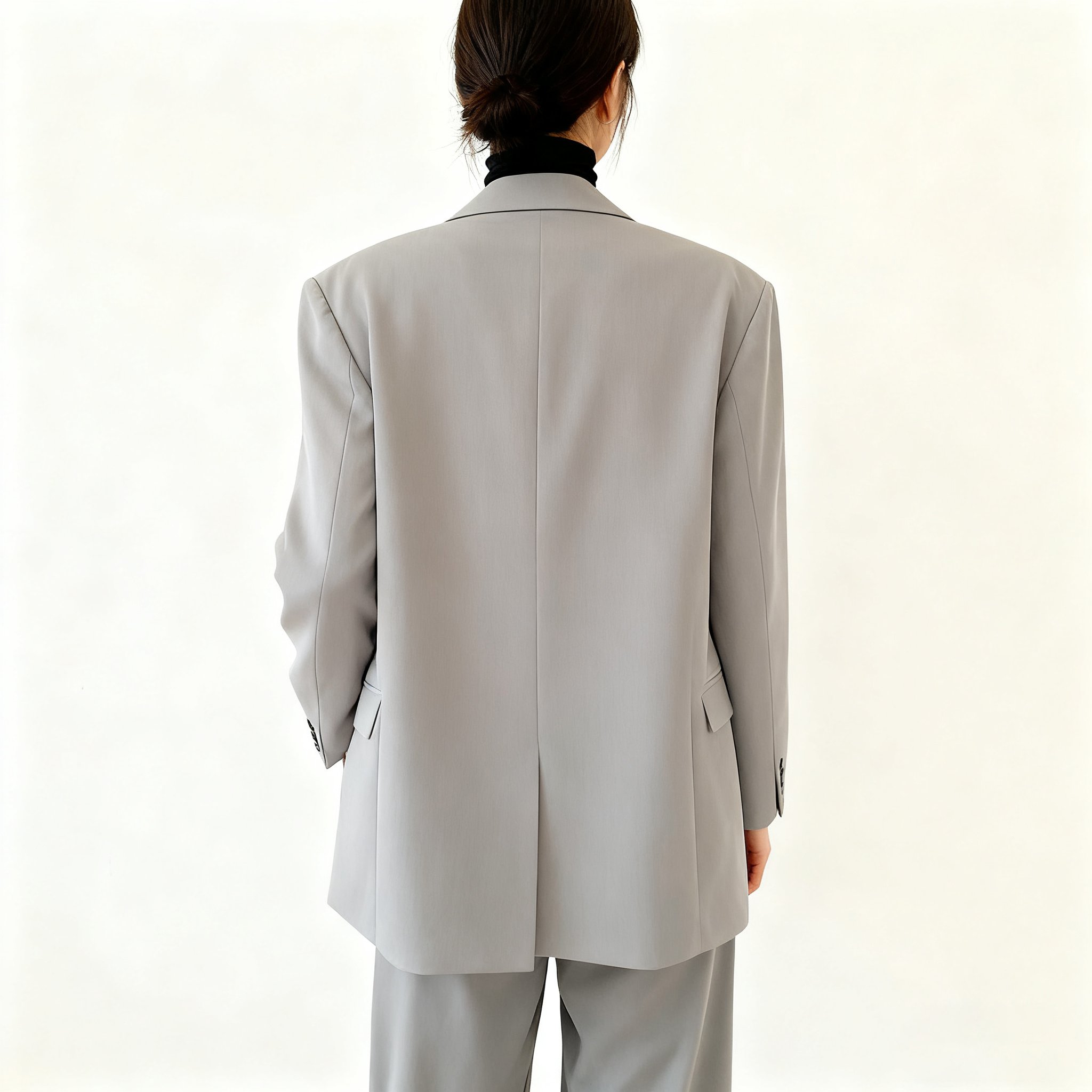 밝은 회색 정장 재킷 후면 이미지