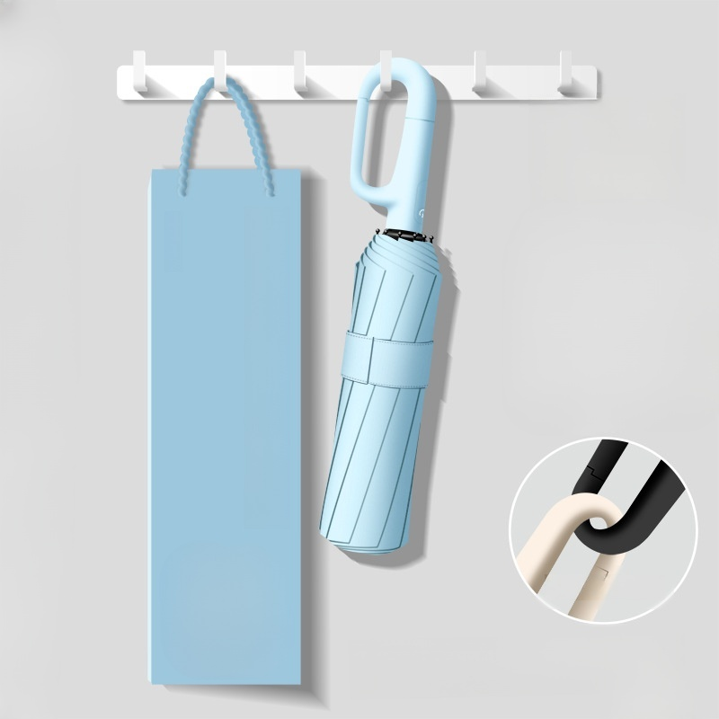 Vollautomatischer faltbarer Sonnenschutz-Regenschirm für Sonne und Regen mit Ringverschluss