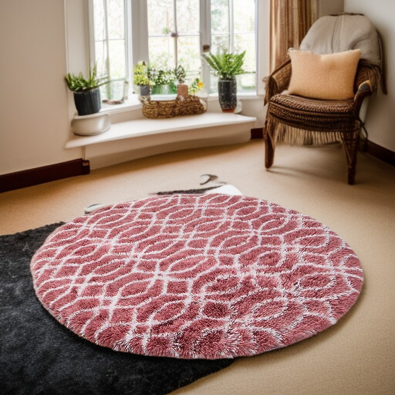 紮染絲毛圓形地毯