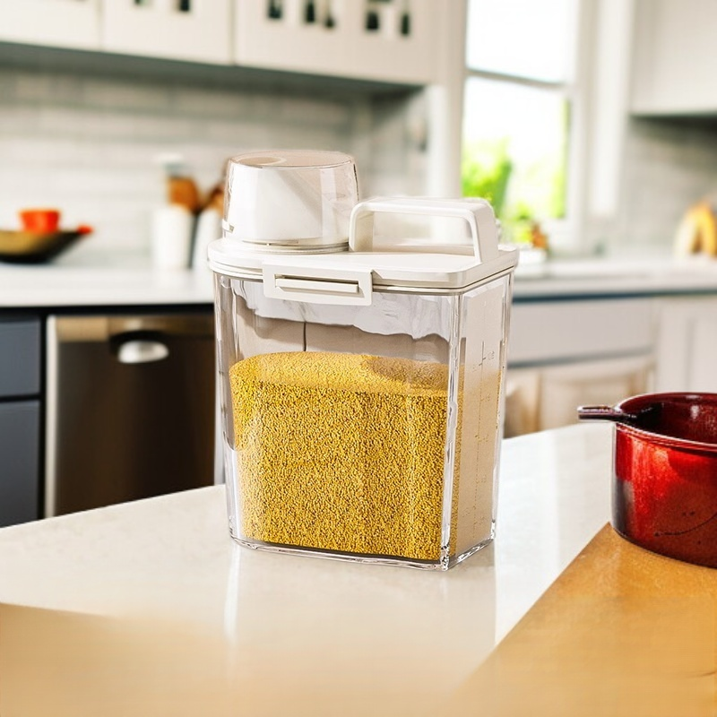 Dóza na rýži pro domácí použití, odolná proti hmyzu, vlhkosti a vzduchotěsná.