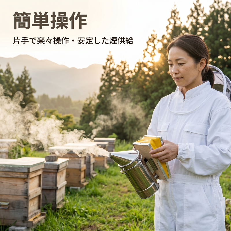 養蜂用スモーカー、黄色レザーエアバッグ、不锈钢ミニノズル