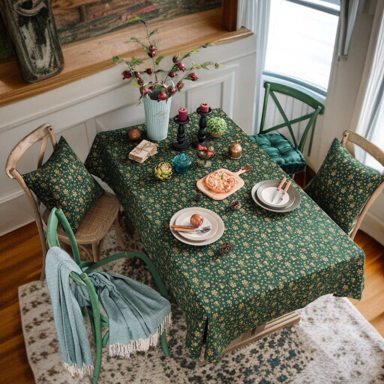 면 마 장방형 크리스마스 다림질 식탁보