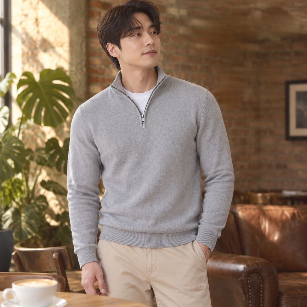 Sudadera deportiva con cuello alto y cremallera