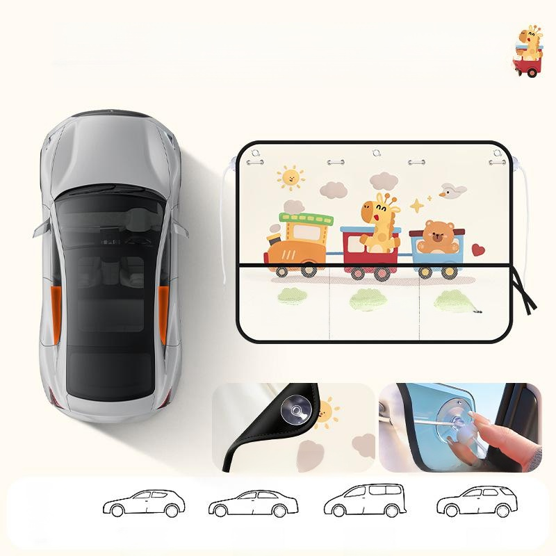 Car Suction Cup Sunshade and Mosquito Net Curtain