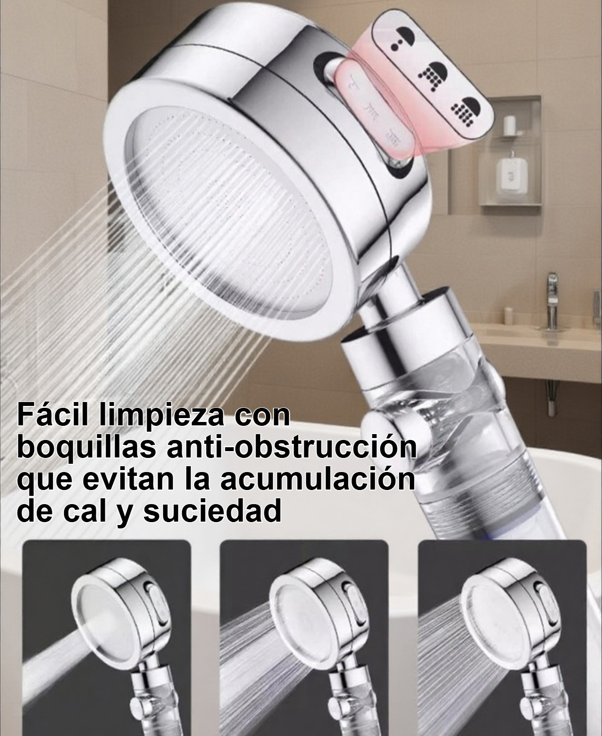 Ducha con tres modos de presión de agua
