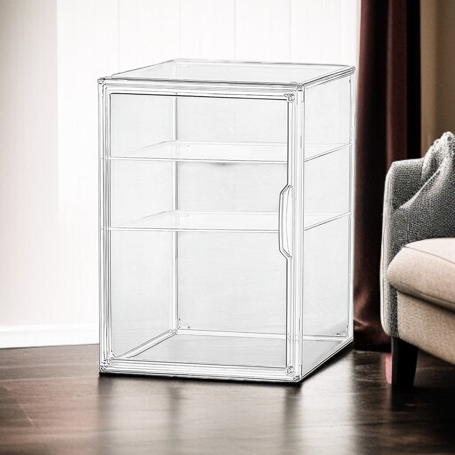 Acrylic Transparent Display Box Figure Collection Box Middle Plate 2 Pieces