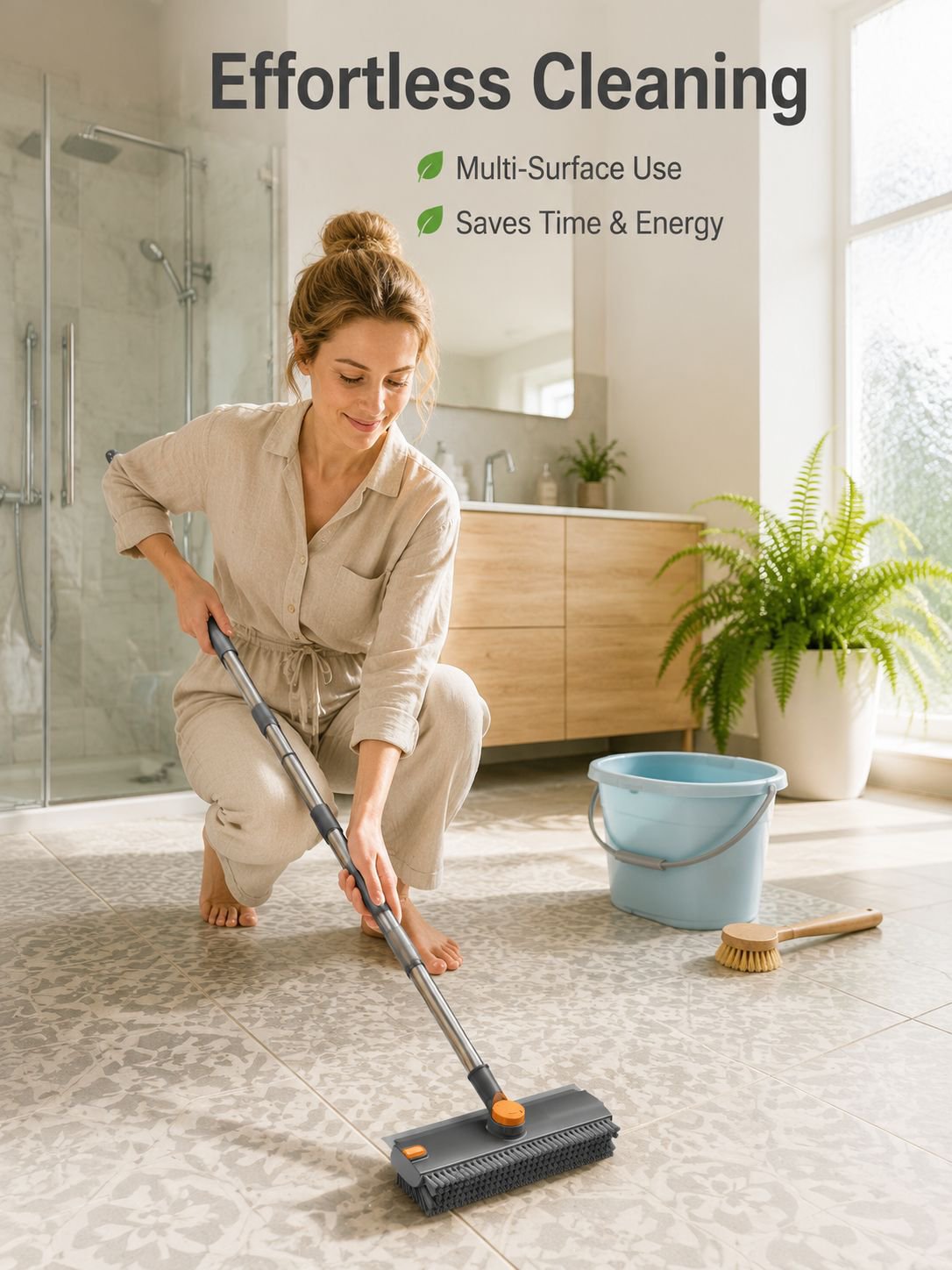 360° Rotating V-Shaped Tile Gap Brush with Stiff Bristles