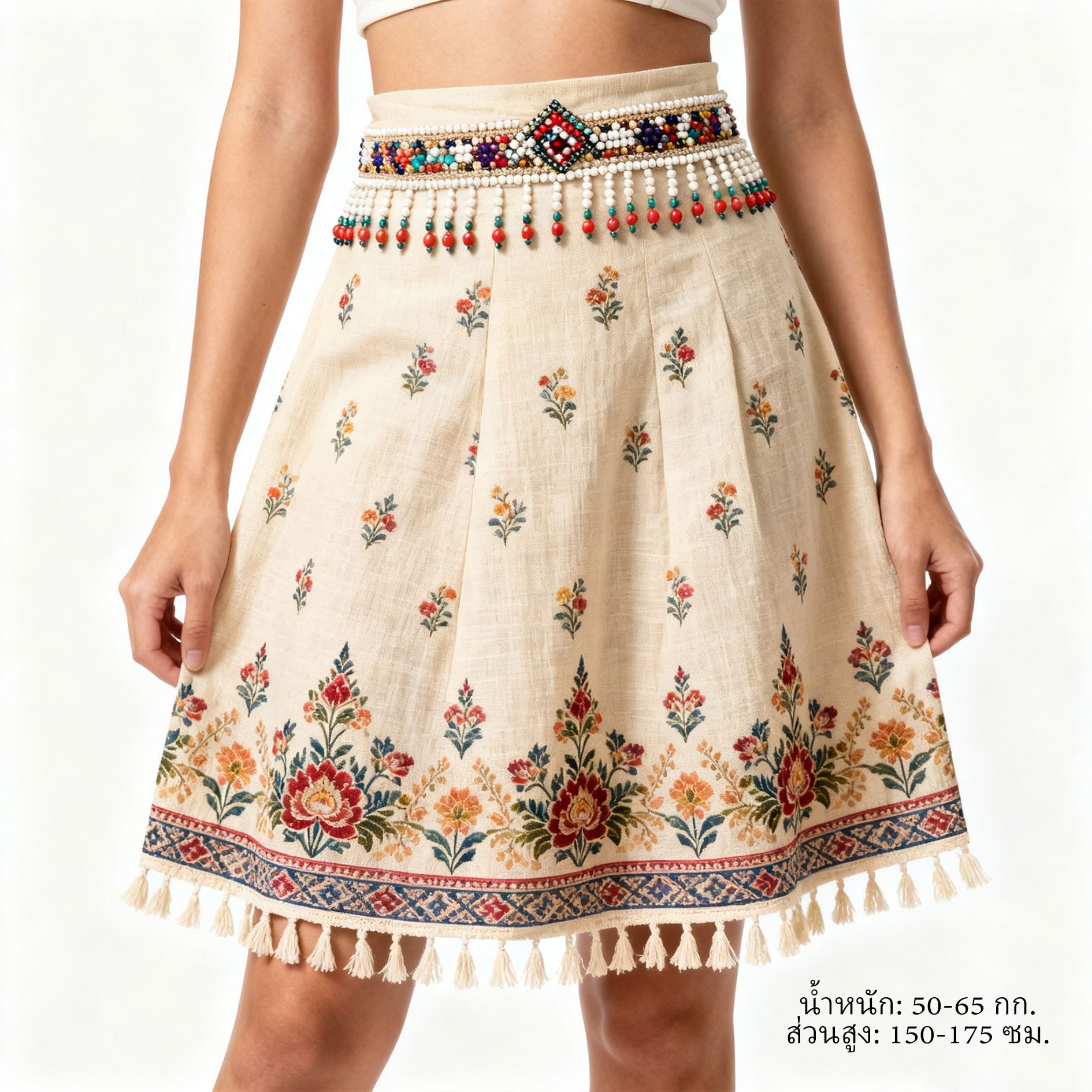 รายละเอียดชายพู่ของกระโปรงทรงตรง