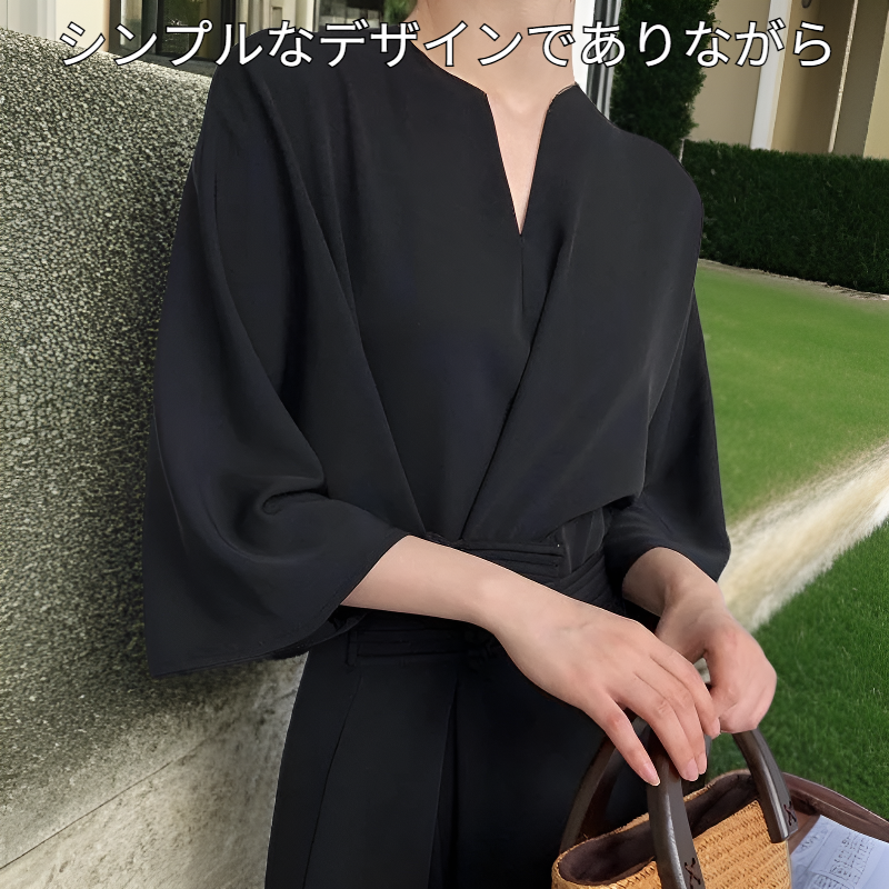 シンプルストレートウエストストリングロングワンピース