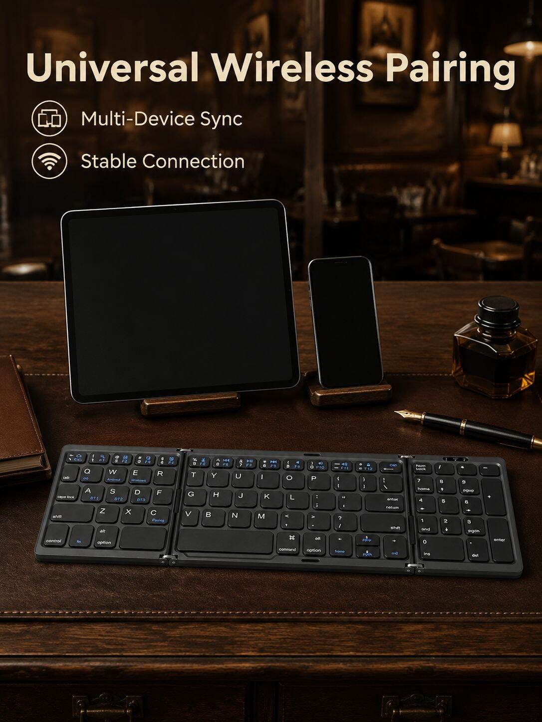 Three-Fold Bluetooth Wireless Portable Keyboard