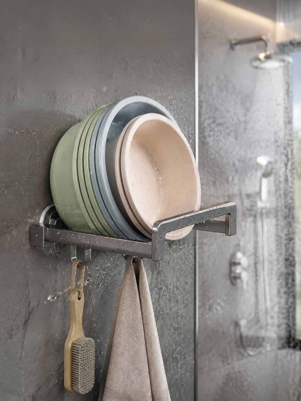 Organizador de baño moderno y funcional sin necesidad de perforar