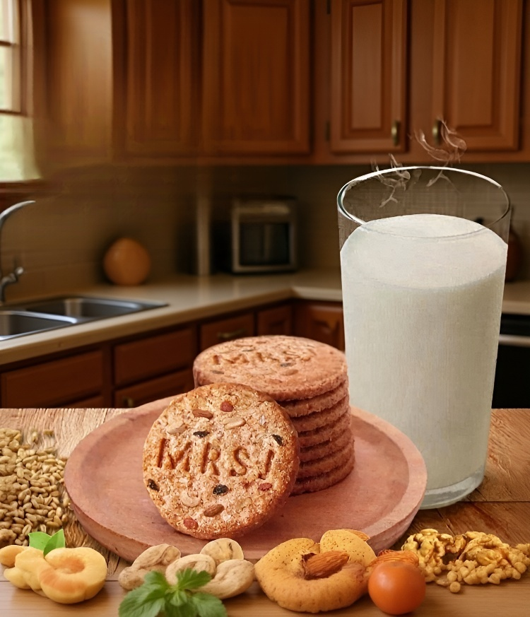 健康志向の全粒粉ビスケット盛り付け例