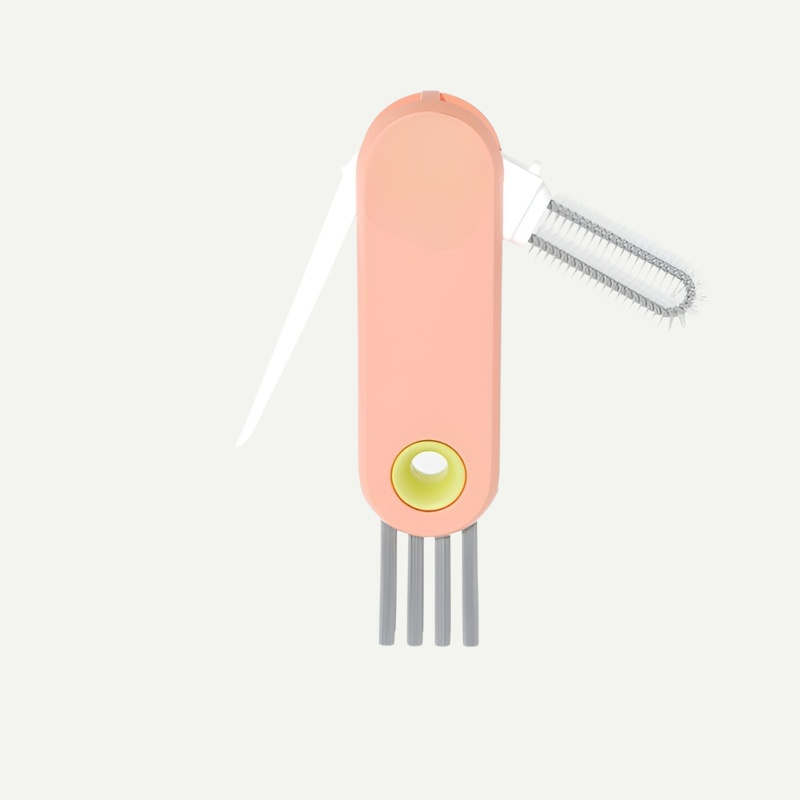 Three-in-one brush for cleaning bottles, nipples, and cups