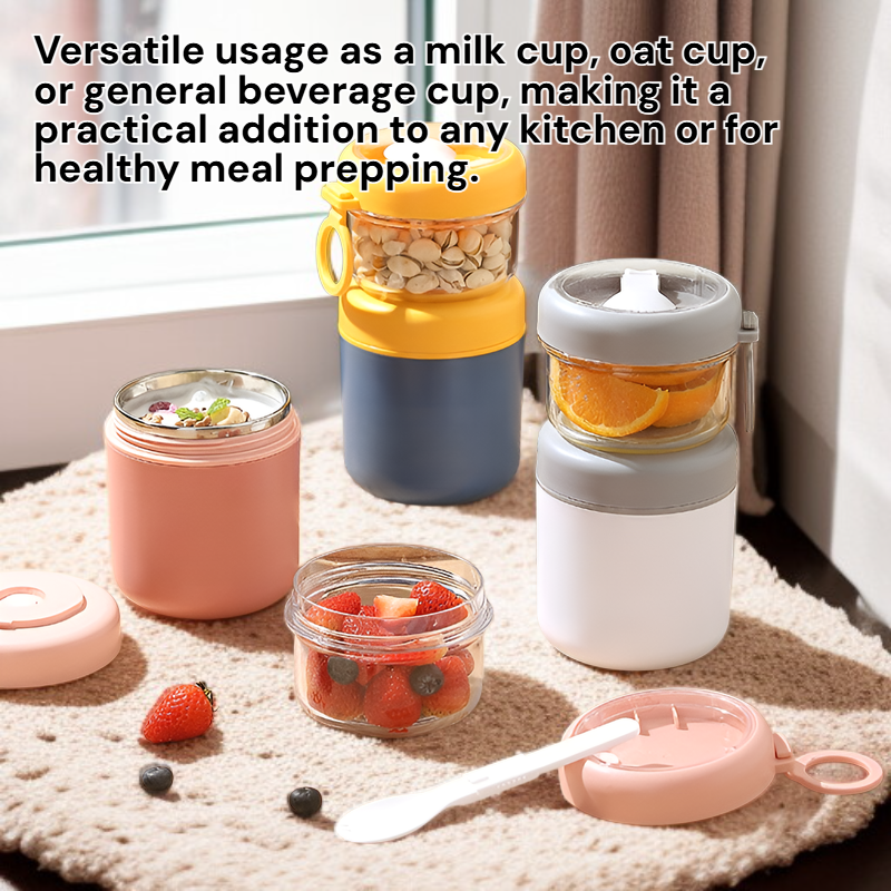 Multifunctional Oatmeal Cup with Lid and Spoon