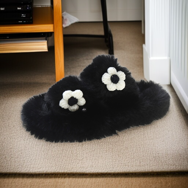 รองเท้าแตะขนเฟอร์สุดนุ่มสไตล์เกาหลี เหมาะสำหรับใส่ในบ้านและฤดูหนาว