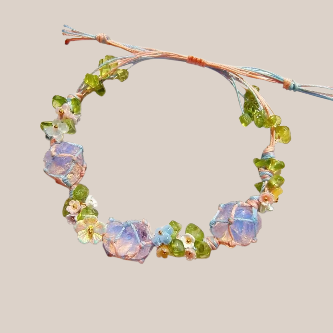 手工網兜編織原石手鏈