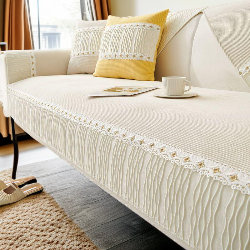 高品質奶油色沙發墊四季通用防滑皮沙發套蓋