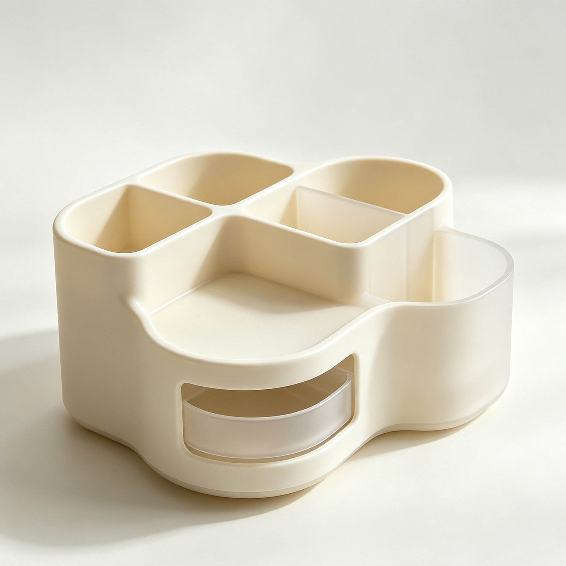 Close-up of cloud-shaped desk organizer compartments