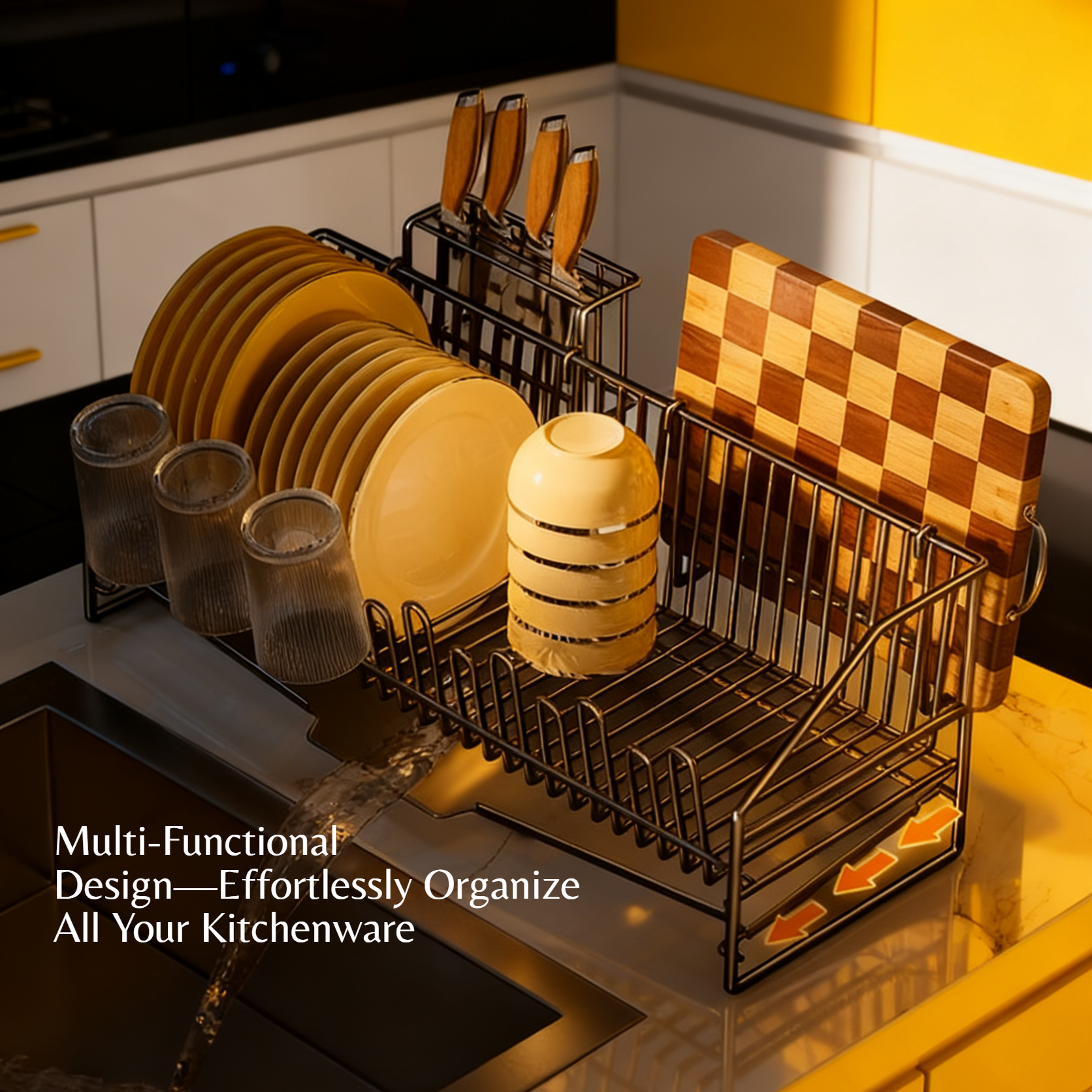 Multifunctional Desktop Kitchen Tableware Draining Storage Rack