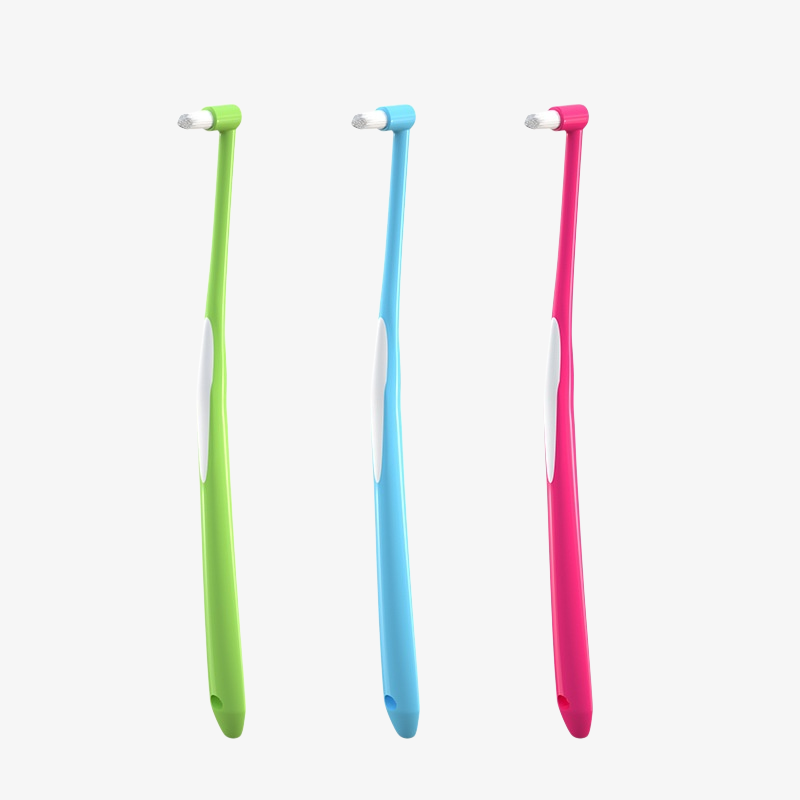 Cepillo de dientes bicolor para gatos, cabezal pequeño, limpieza interdental