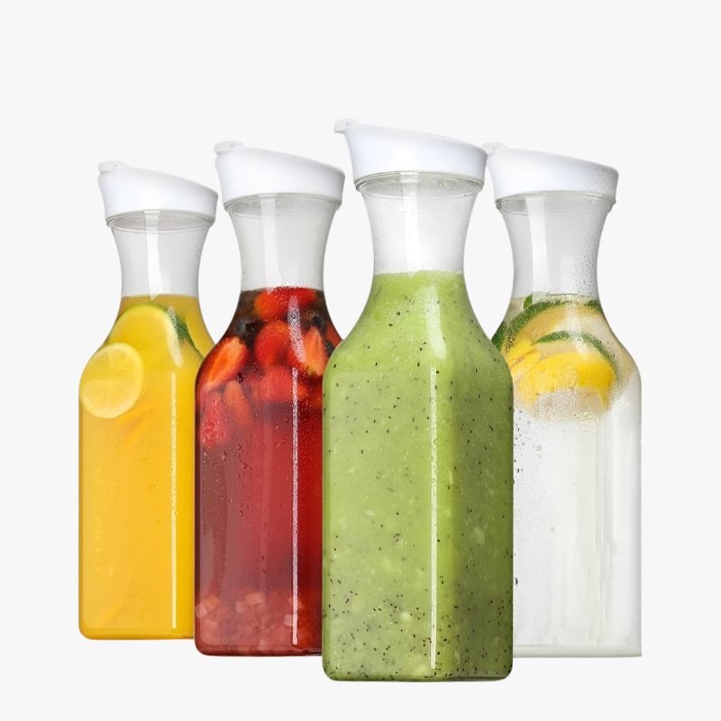 1500ml square transparent plastic juice jug with sealing flip lid, water bottle, milk, coffee, and b