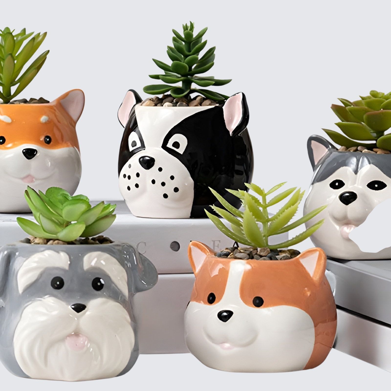 可愛い陶器の小動物キャニスター