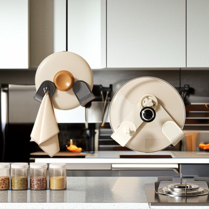 حامل غطاء وعاء مثبت على الحائط بدون حفر مع كوب شفط