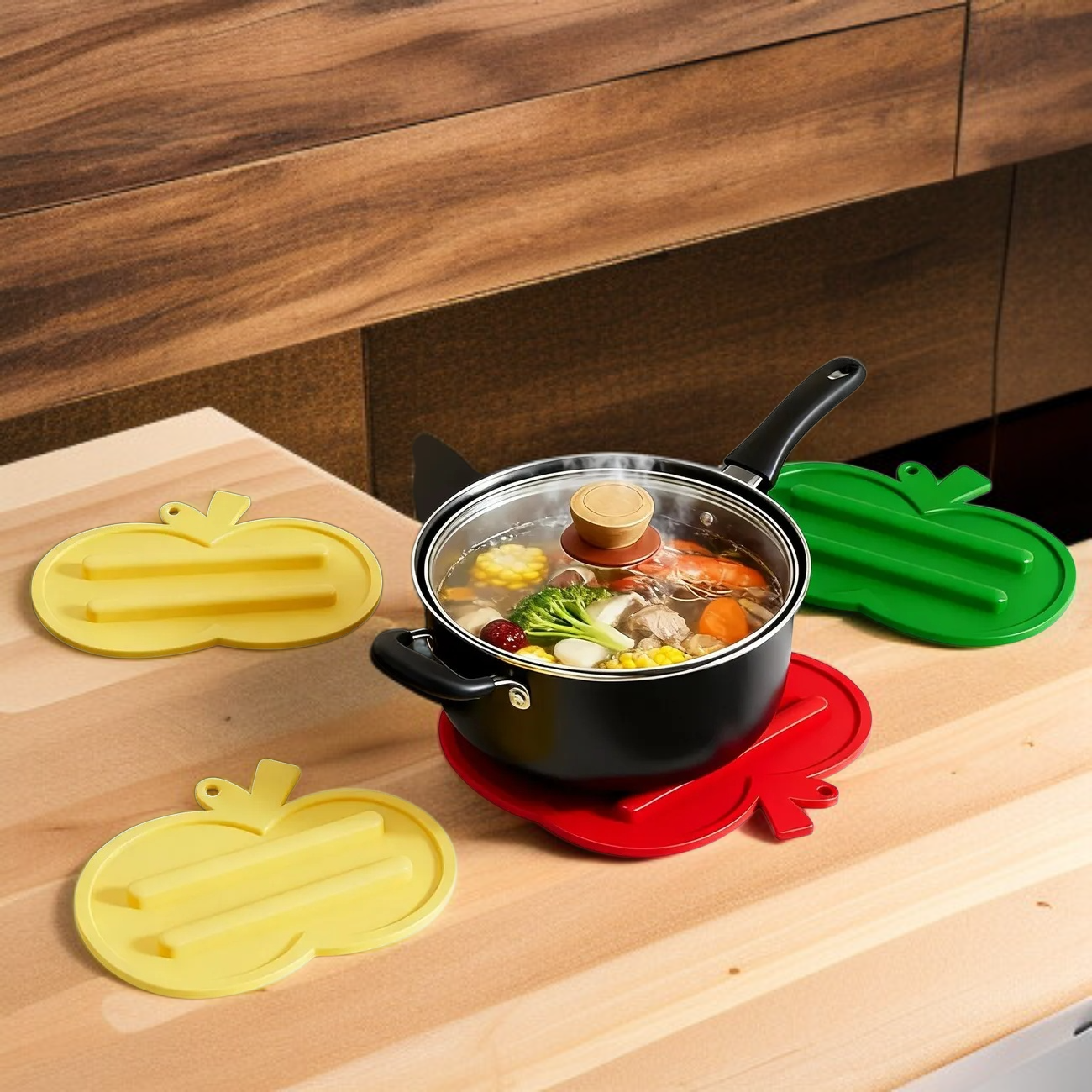 حصيرة غطاء وعاء سيليكون مضادة للانزلاق من Kitchen Apple