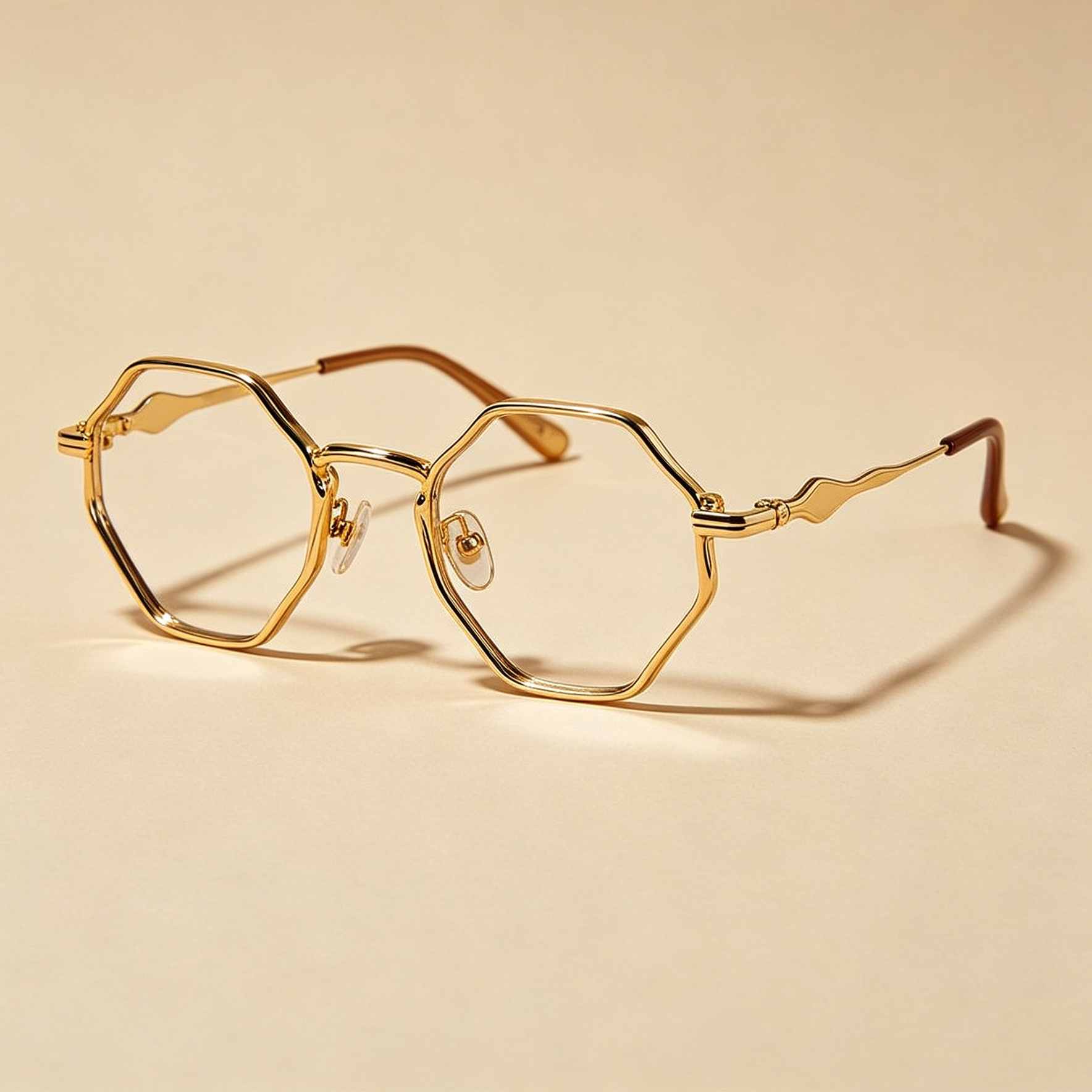 六角形の金線眼鏡フレーム