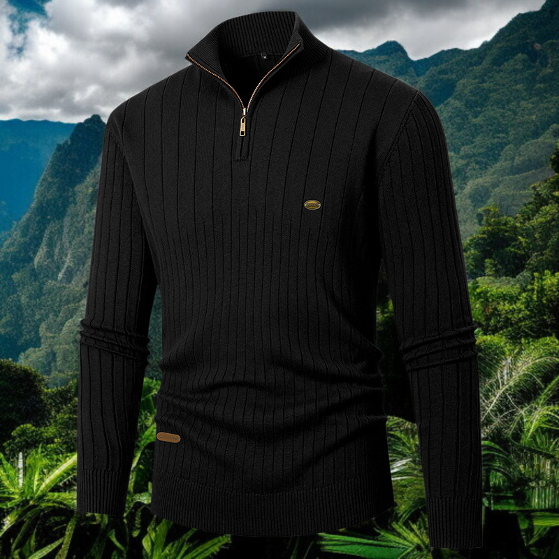 남자 반폴라니트 폴라지퍼 긴팔 솔리드 풀오버 남자 반폴라니트 세트